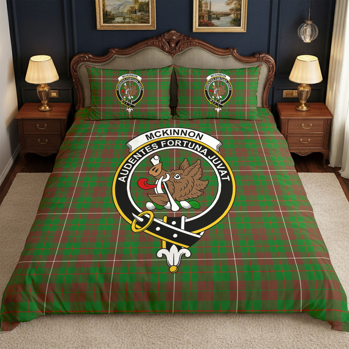 McKinnon Hunting Modern Tartan Crest Bedding Set