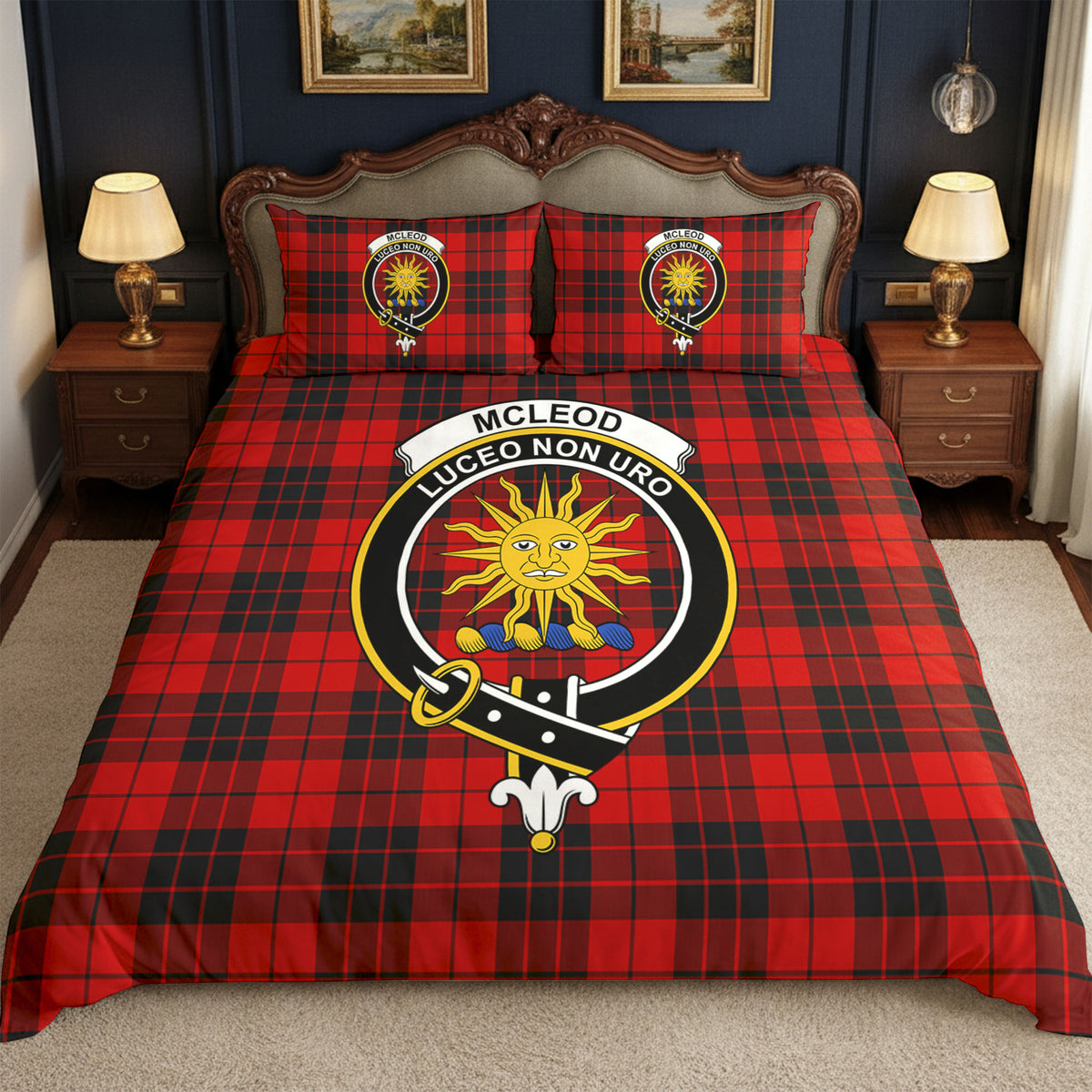 McLeod of Raasay Tartan Crest Bedding Set