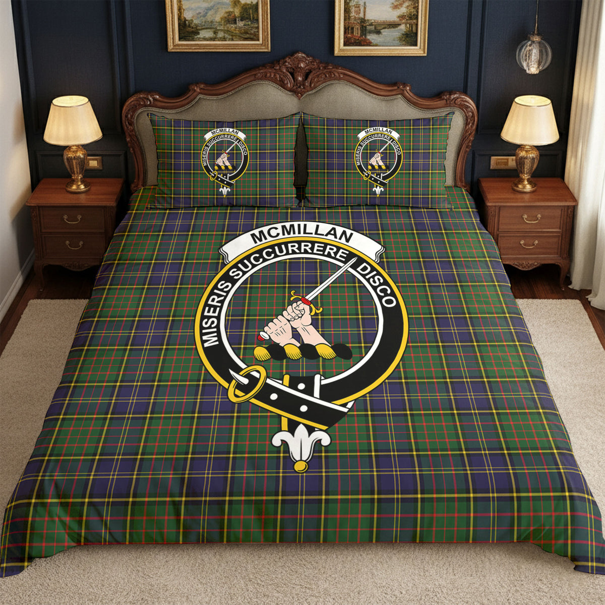 McMillan Hunting Modern Tartan Crest Bedding Set