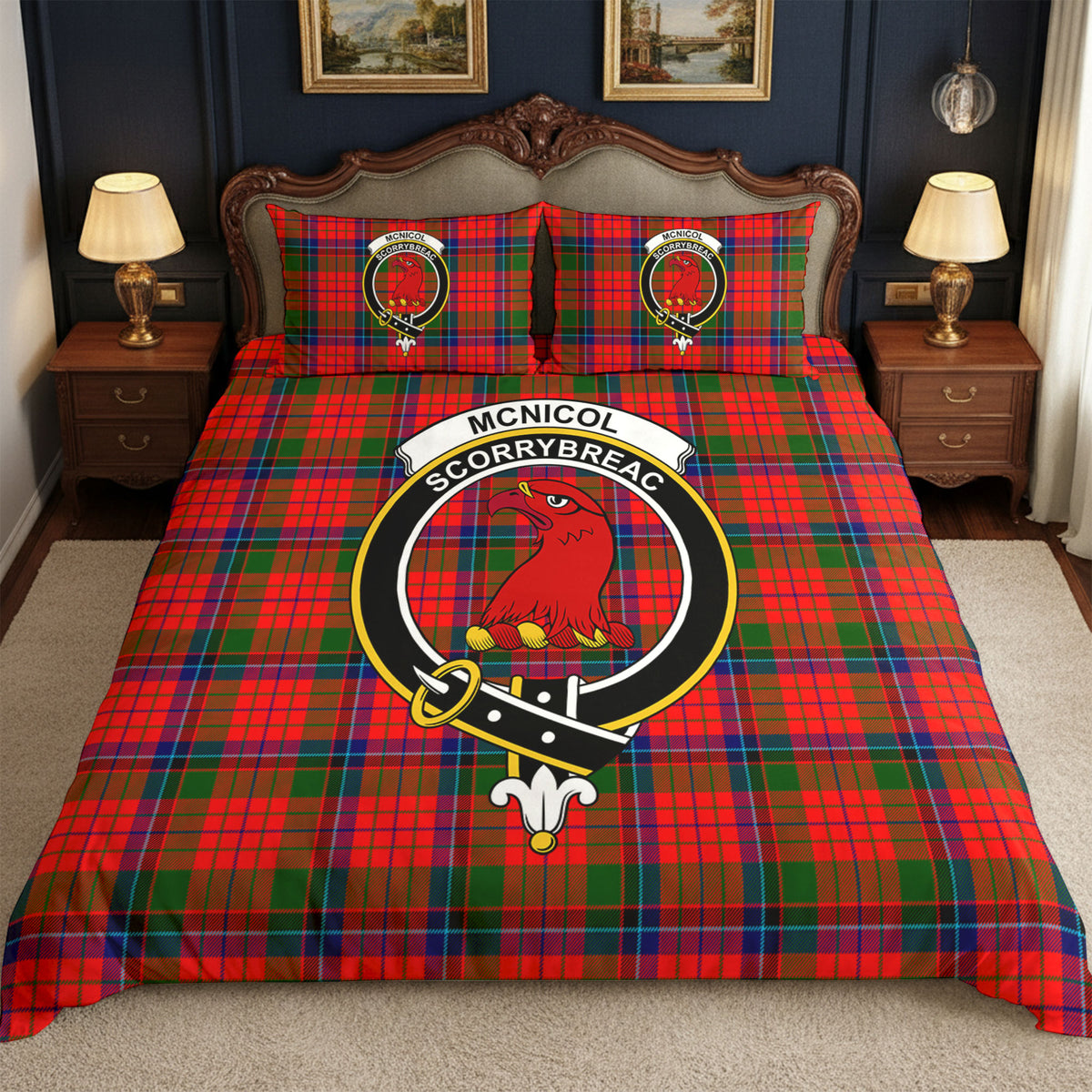 McNicol (of Scorrybreac) Tartan Crest Bedding Set
