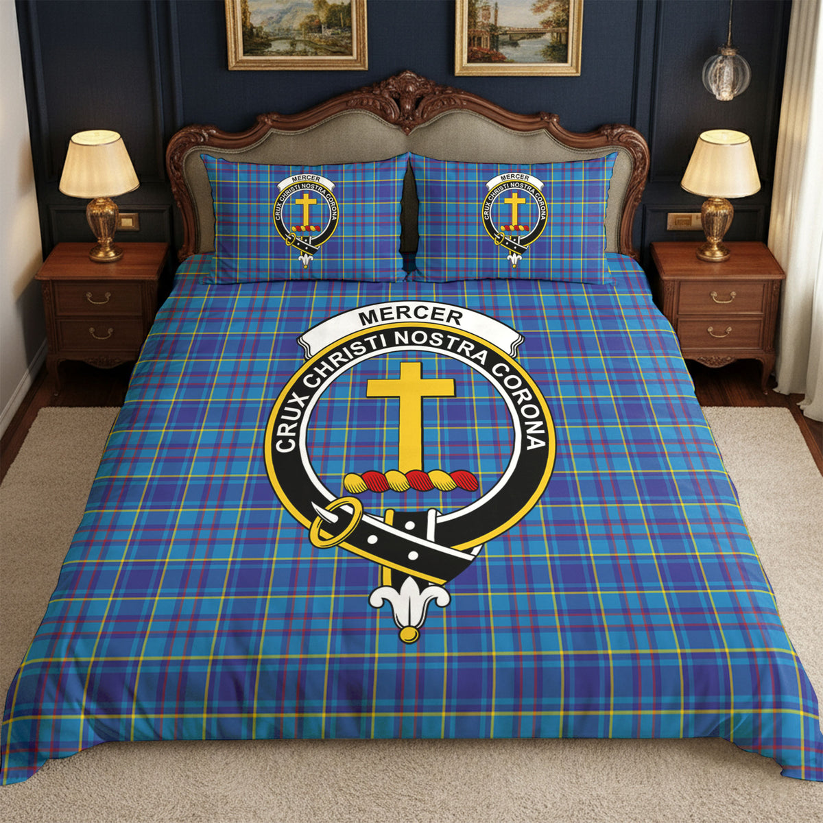 Mercer Modern Tartan Crest Bedding Set