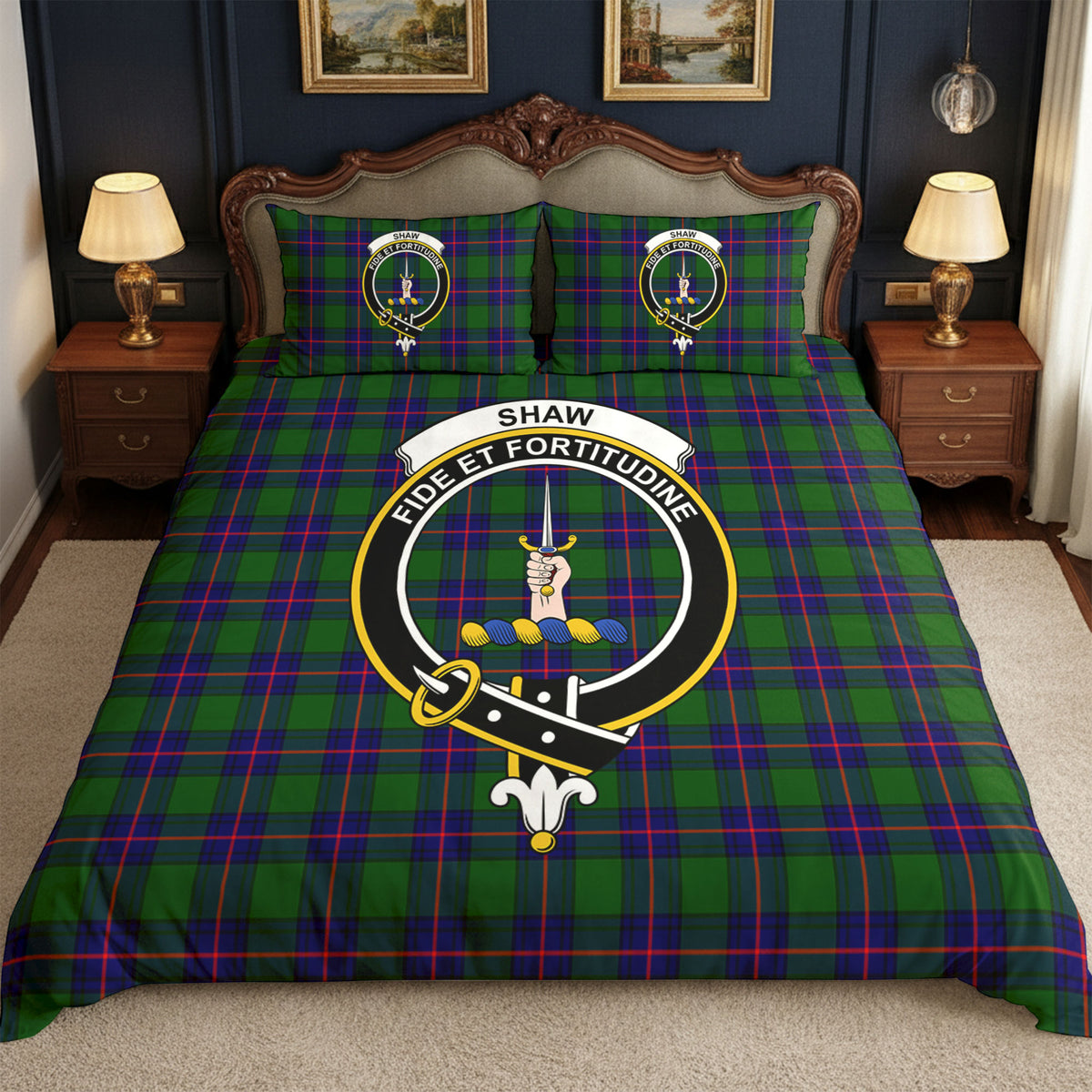 Shaw Modern Tartan Crest Bedding Set