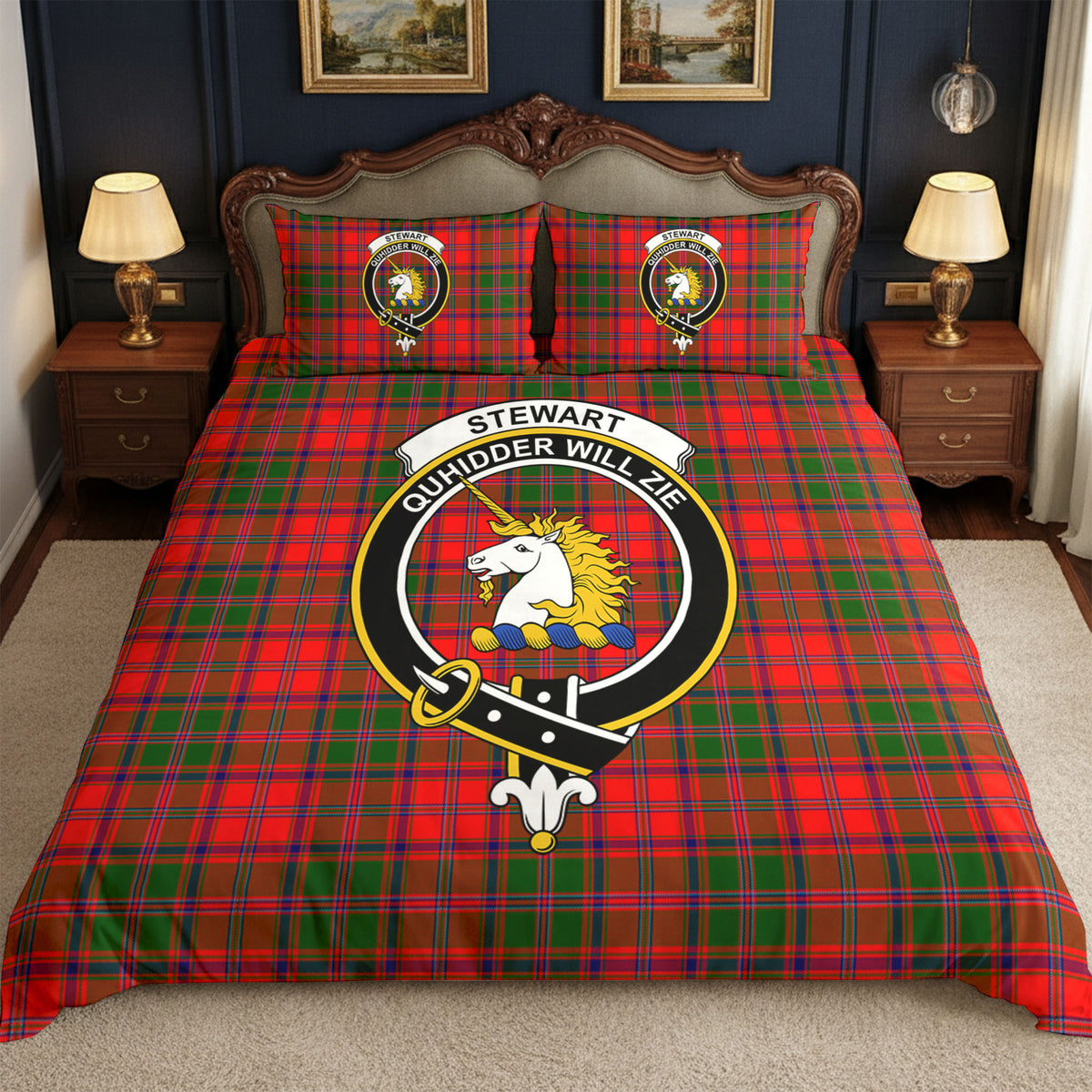 Stewart of Appin Modern Tartan Crest Bedding Set
