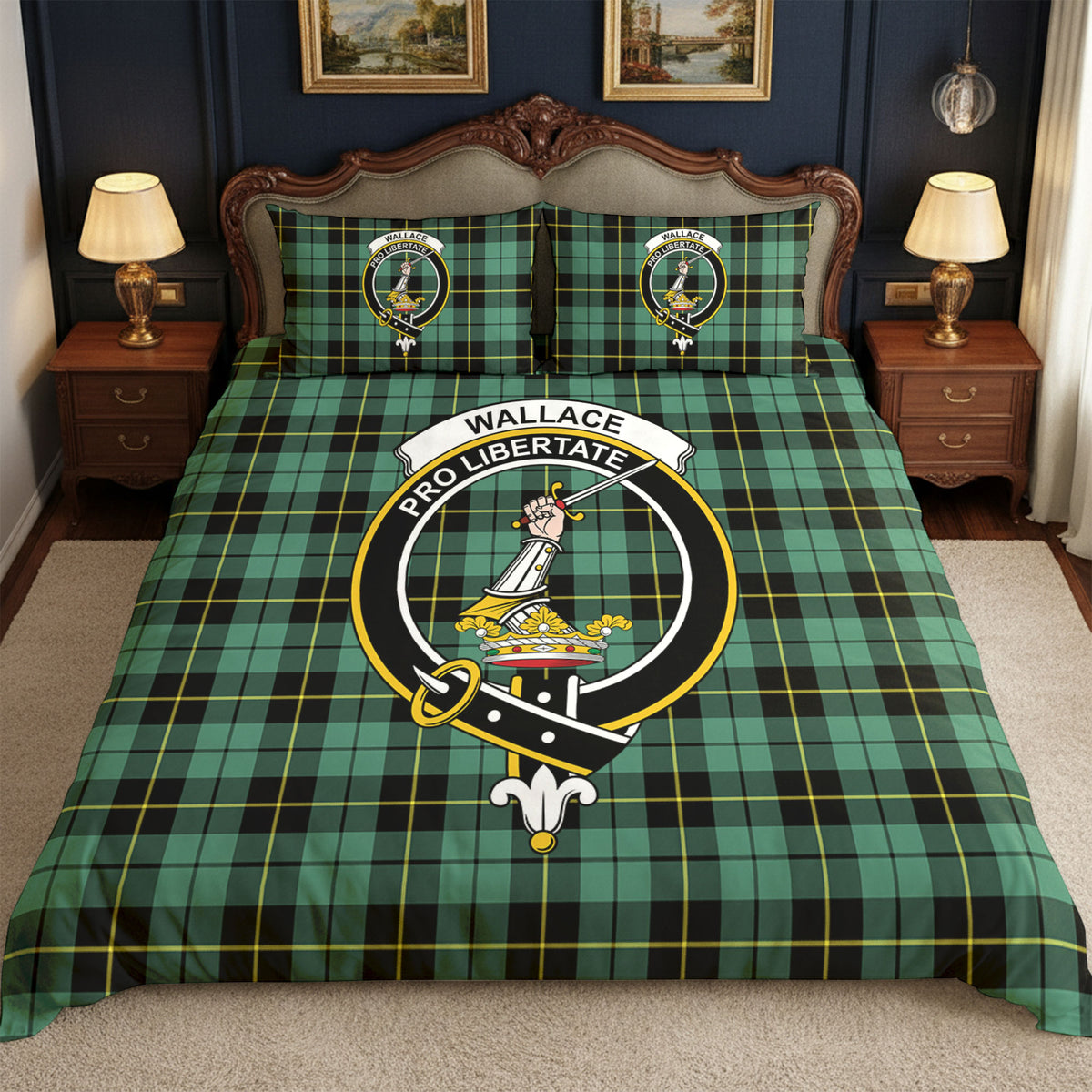 Wallace Hunting Ancient Tartan Crest Bedding Set