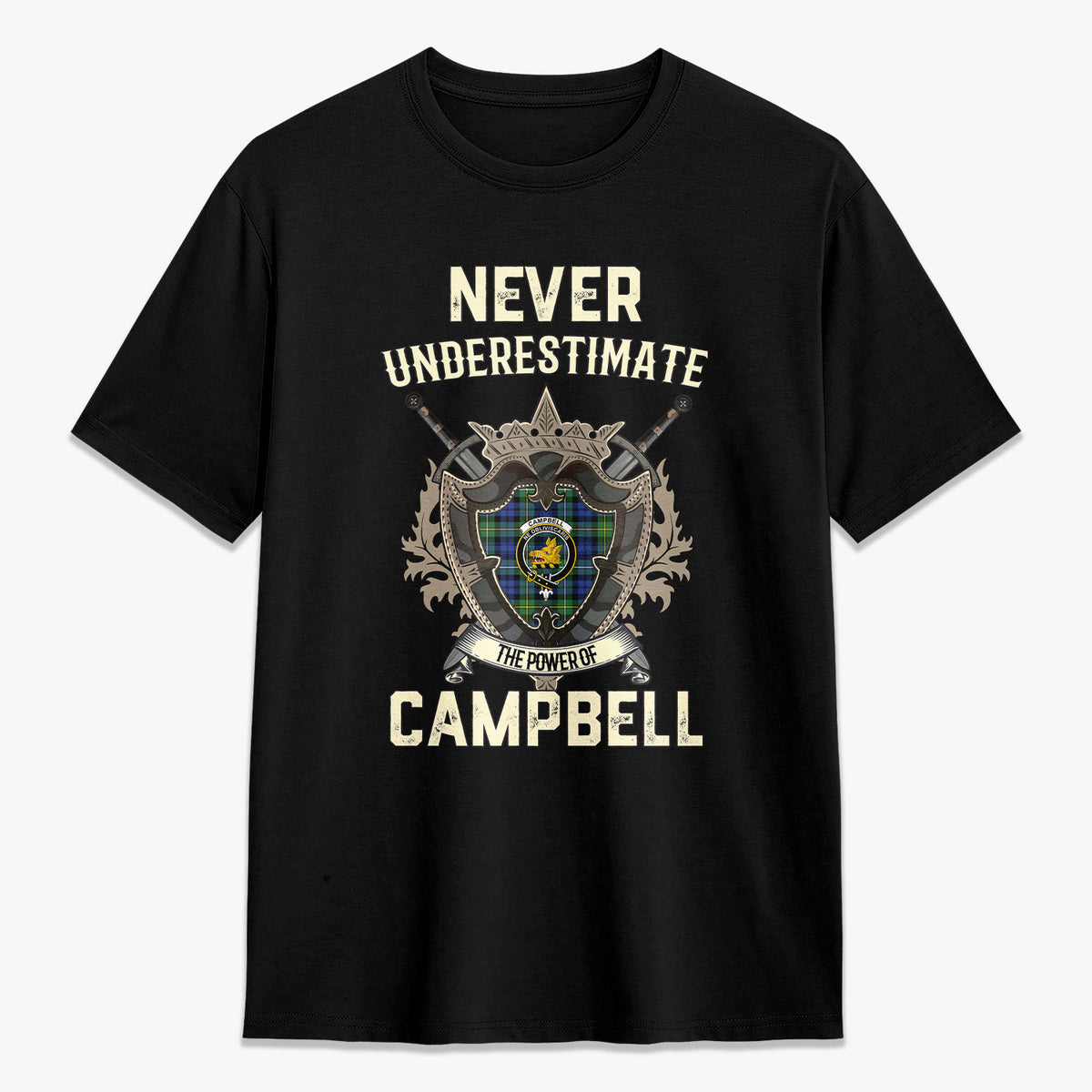 Campbell Argyll Ancient Tartan Crest 2D T-shirt - Never Underestimate Style