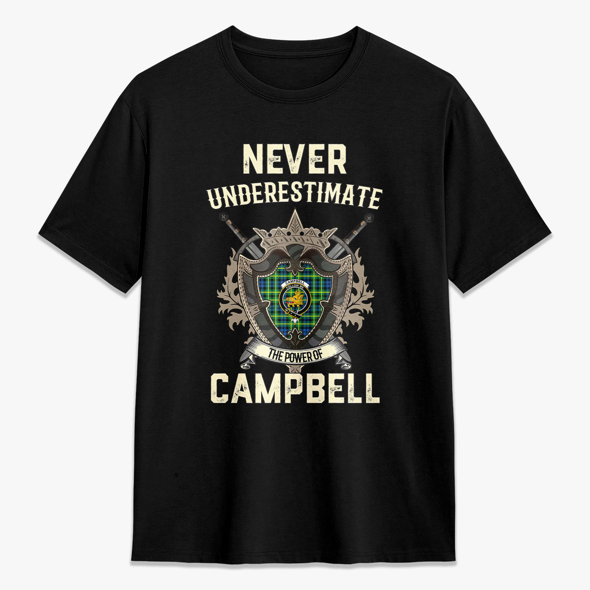 Campbell of Breadalbane Ancient Tartan Crest 2D T-shirt - Never Underestimate Style