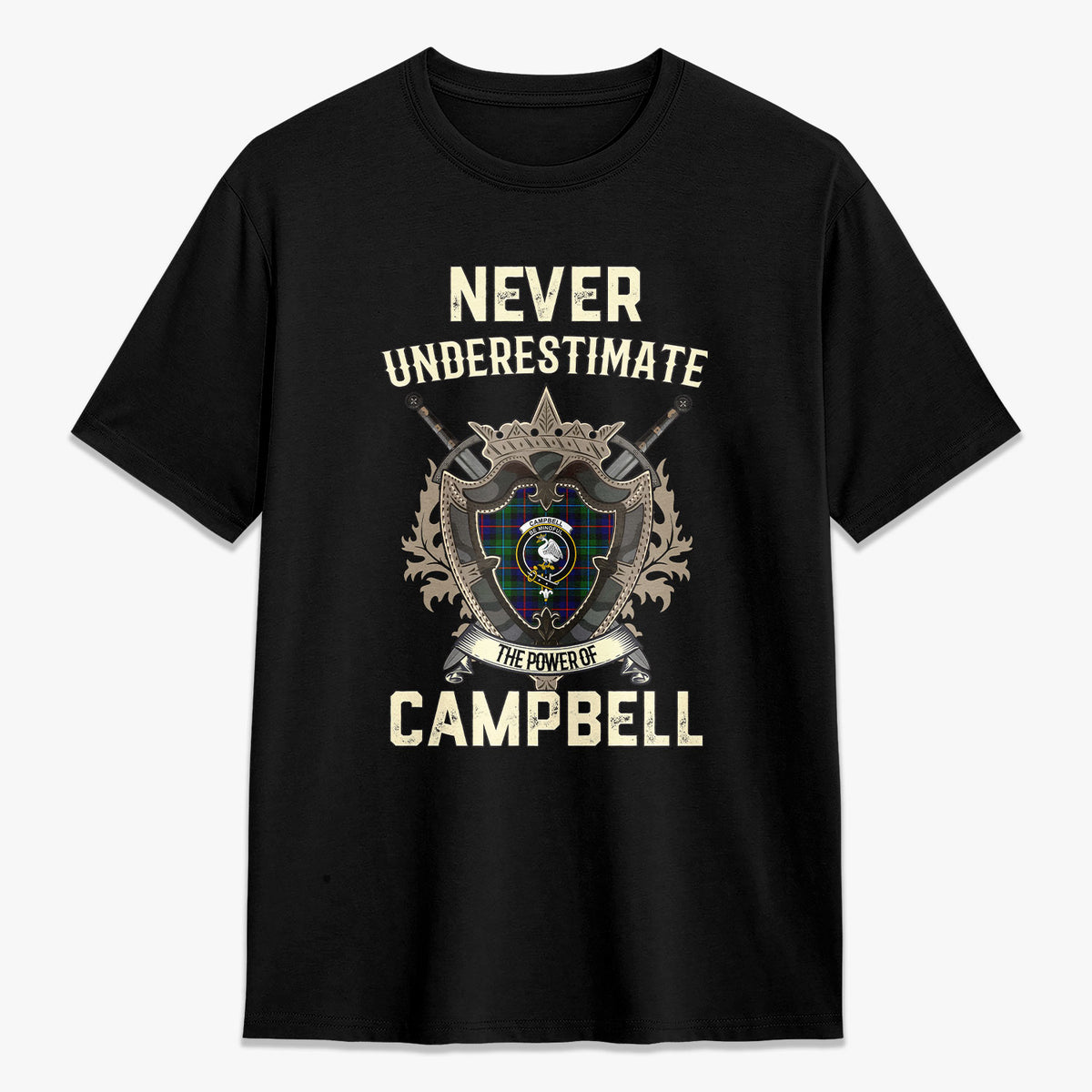 Campbell of Cawdor Modern Tartan Crest 2D T-shirt - Never Underestimate Style