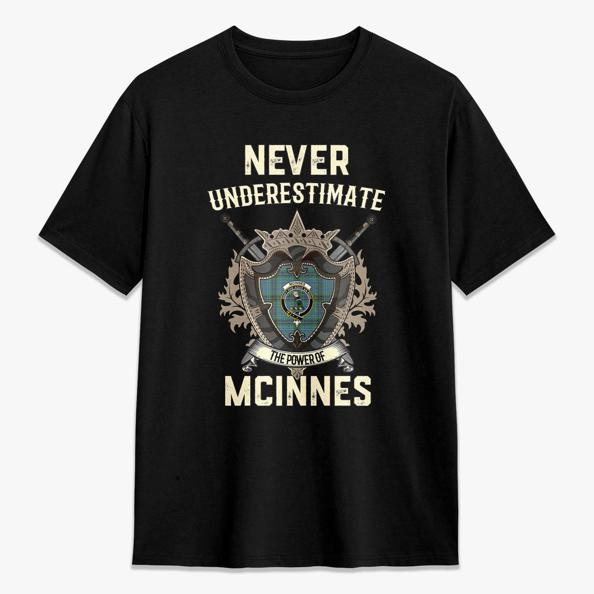 McInnes Ancient Tartan Crest 2D T-shirt - Never Underestimate Style