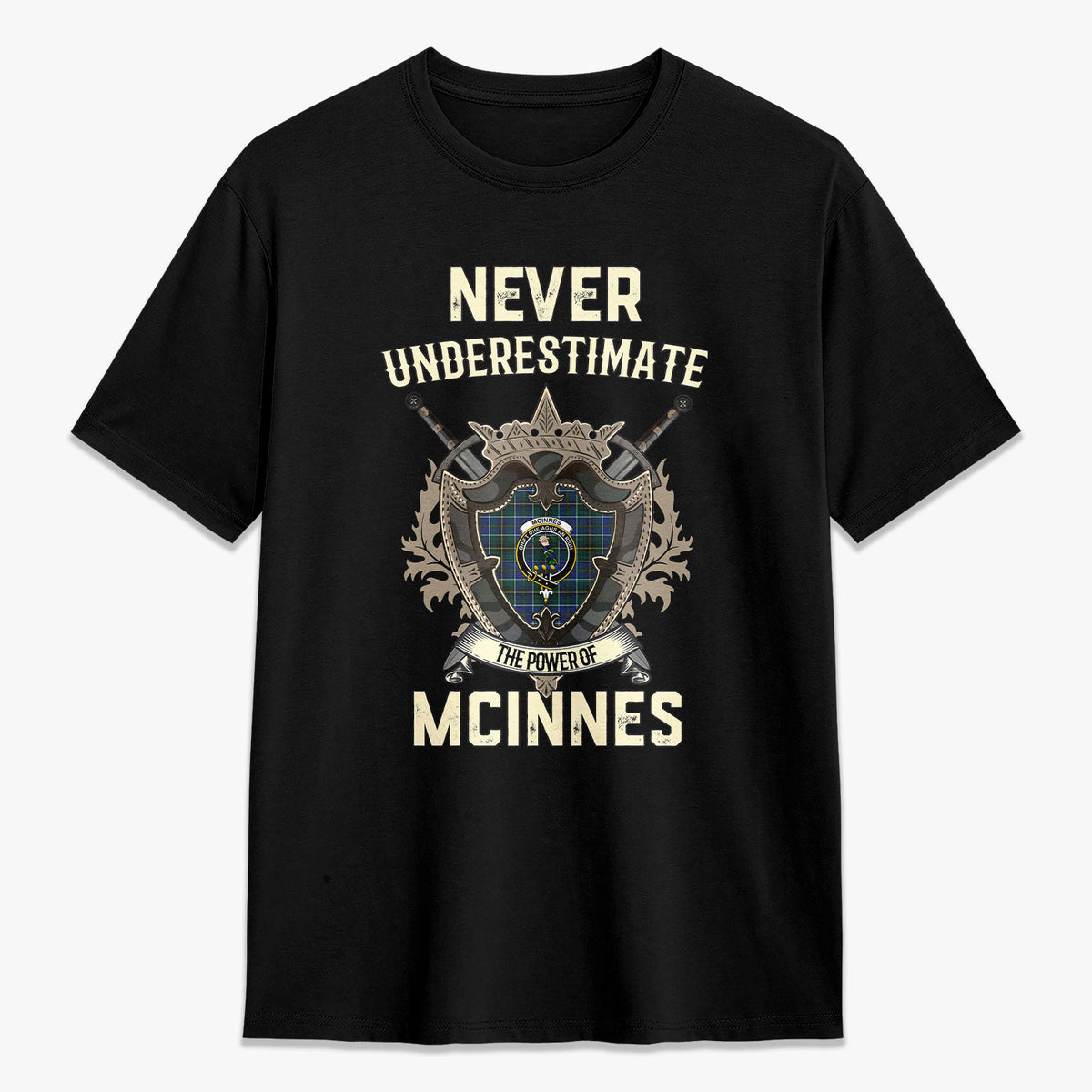 McInnes Modern Tartan Crest 2D T-shirt - Never Underestimate Style