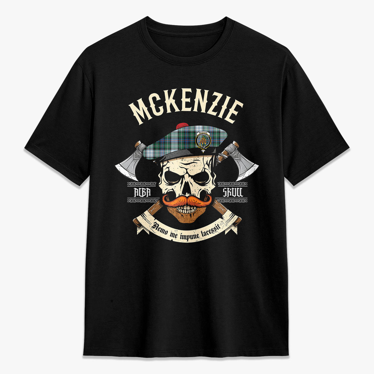 McKenzie Dress Ancient Tartan Crest 2D T-shirt - Alba Skull Style