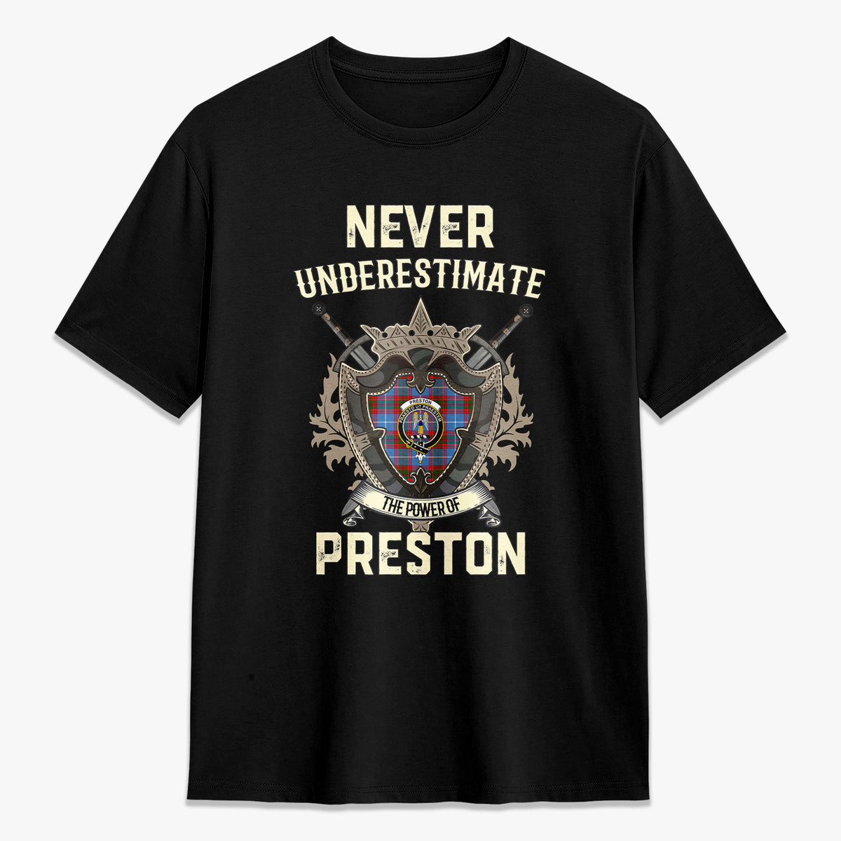 Preston Tartan Crest 2D T-shirt - Never Underestimate Style