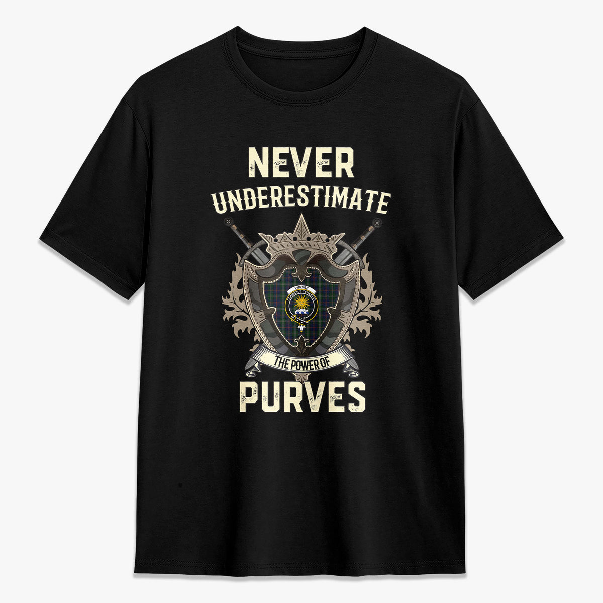 Purves Tartan Crest 2D T-shirt - Never Underestimate Style