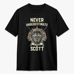 Scott Black & White Modern Tartan Crest 2D T-shirt - Never Underestimate Style