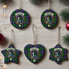 Carmichael Modern Tartan Crest Christmas Ceramic Ornament