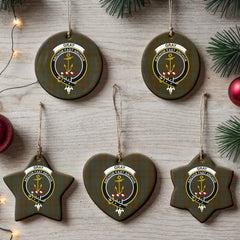 Gray Tartan Crest Christmas Ceramic Ornament