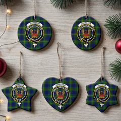 Johnston of Caskieben Tartan Crest Christmas Ceramic Ornament