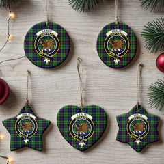 Leslie Hunting Tartan Crest Christmas Ceramic Ornament