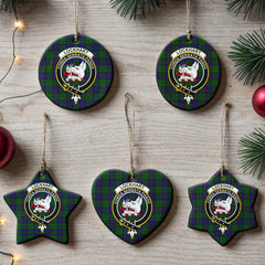 Lockhart Modern Tartan Crest Christmas Ceramic Ornament