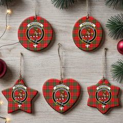 MacAuley Modern Tartan Crest Christmas Ceramic Ornament