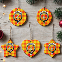 MacMillan Clan Tartan Crest Christmas Ceramic Ornament
