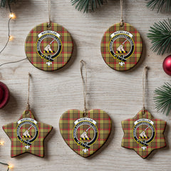 MacMillan Old Weathered Tartan Crest Christmas Ceramic Ornament