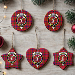 MacRae Modern Tartan Crest Christmas Ceramic Ornament
