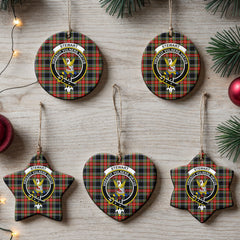 Stewart Black Tartan Crest Christmas Ceramic Ornament