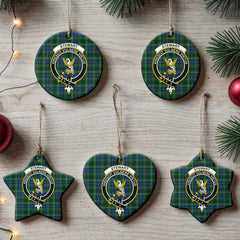 Stewart Hunting Modern Tartan Crest Christmas Ceramic Ornament