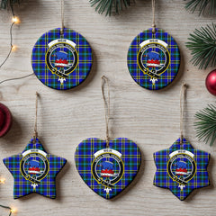 Weir Modern Tartan Crest Christmas Ceramic Ornament
