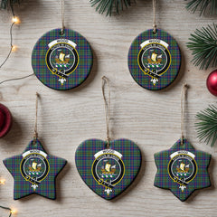 Wood Tartan Crest Christmas Ceramic Ornament
