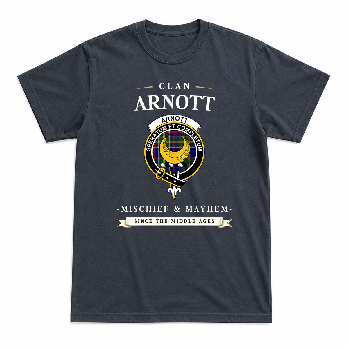 Arnott Tartan Crest Mischief and Mayhem T-shirt