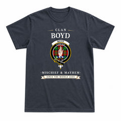 Boyd Modern Tartan Crest Mischief and Mayhem T-shirt