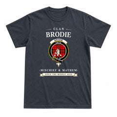 Brodie Modern Tartan Crest Mischief and Mayhem T-shirt