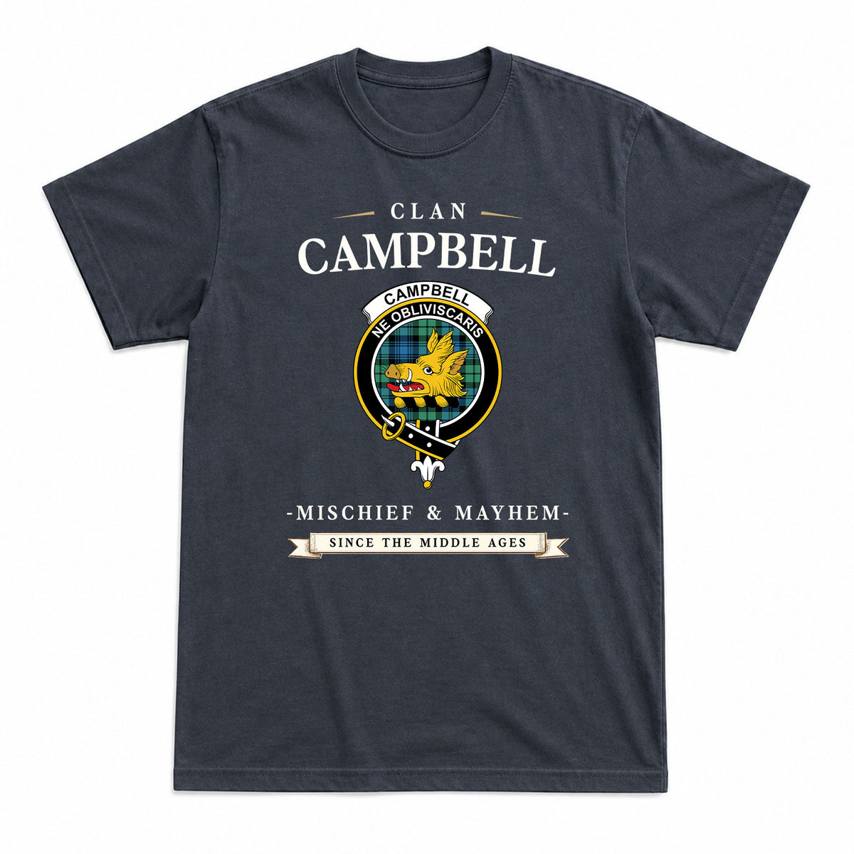 Campbell Ancient 01 Tartan Crest Mischief and Mayhem T-shirt