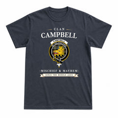 Campbell Argyll Weathered Tartan Crest Mischief and Mayhem T-shirt