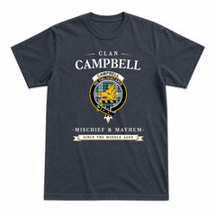 Campbell Dress Ancient Tartan Crest Mischief and Mayhem T-shirt