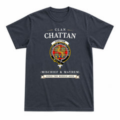 Chattan Tartan Crest Mischief and Mayhem T-shirt