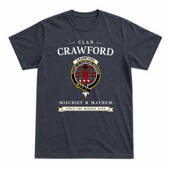 Crawford Modern Tartan Crest Mischief and Mayhem T-shirt
