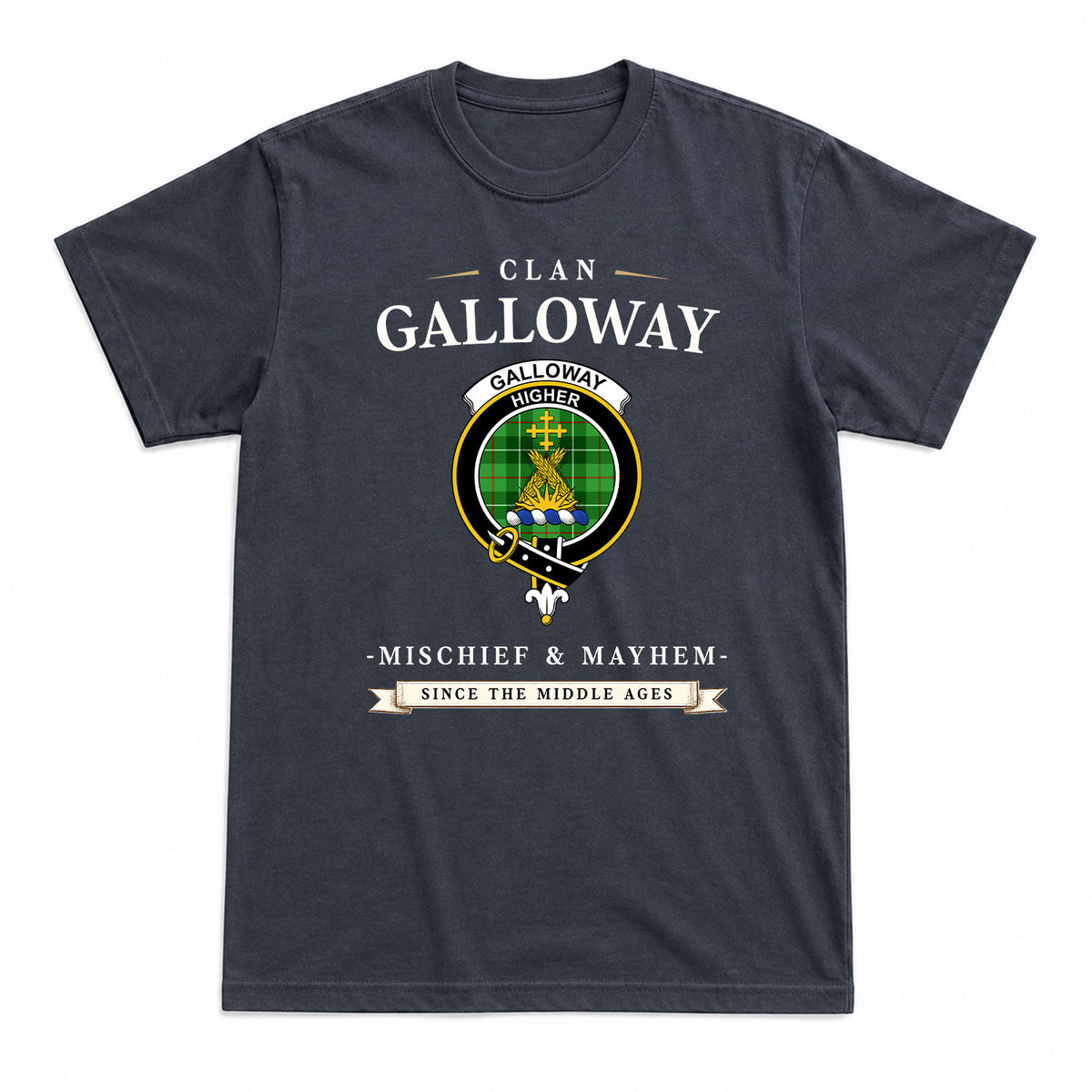 Galloway District Tartan Crest Mischief and Mayhem T-shirt