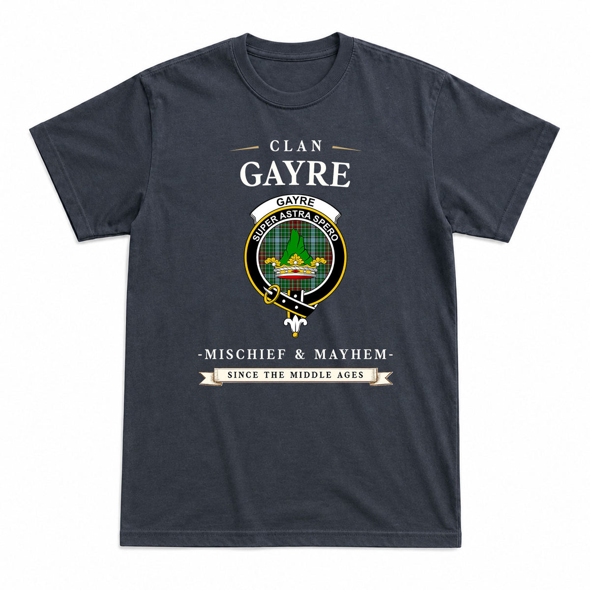 Gayre Tartan Crest Mischief and Mayhem T-shirt
