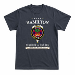 Hamilton Modern Tartan Crest Mischief and Mayhem T-shirt