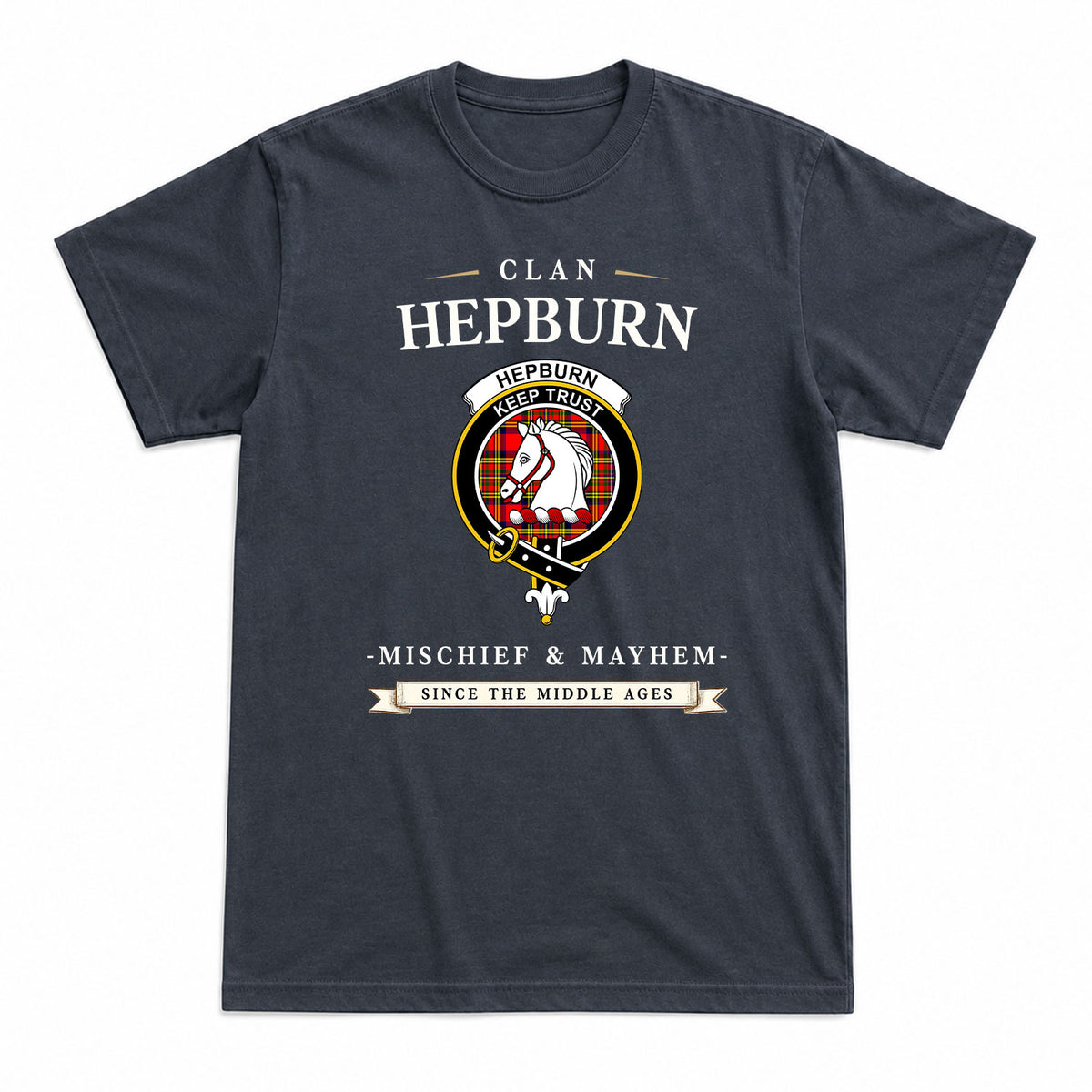 Hepburn Tartan Crest Mischief and Mayhem T-shirt