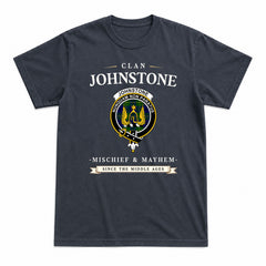 Johnstone Modern Tartan Crest Mischief and Mayhem T-shirt