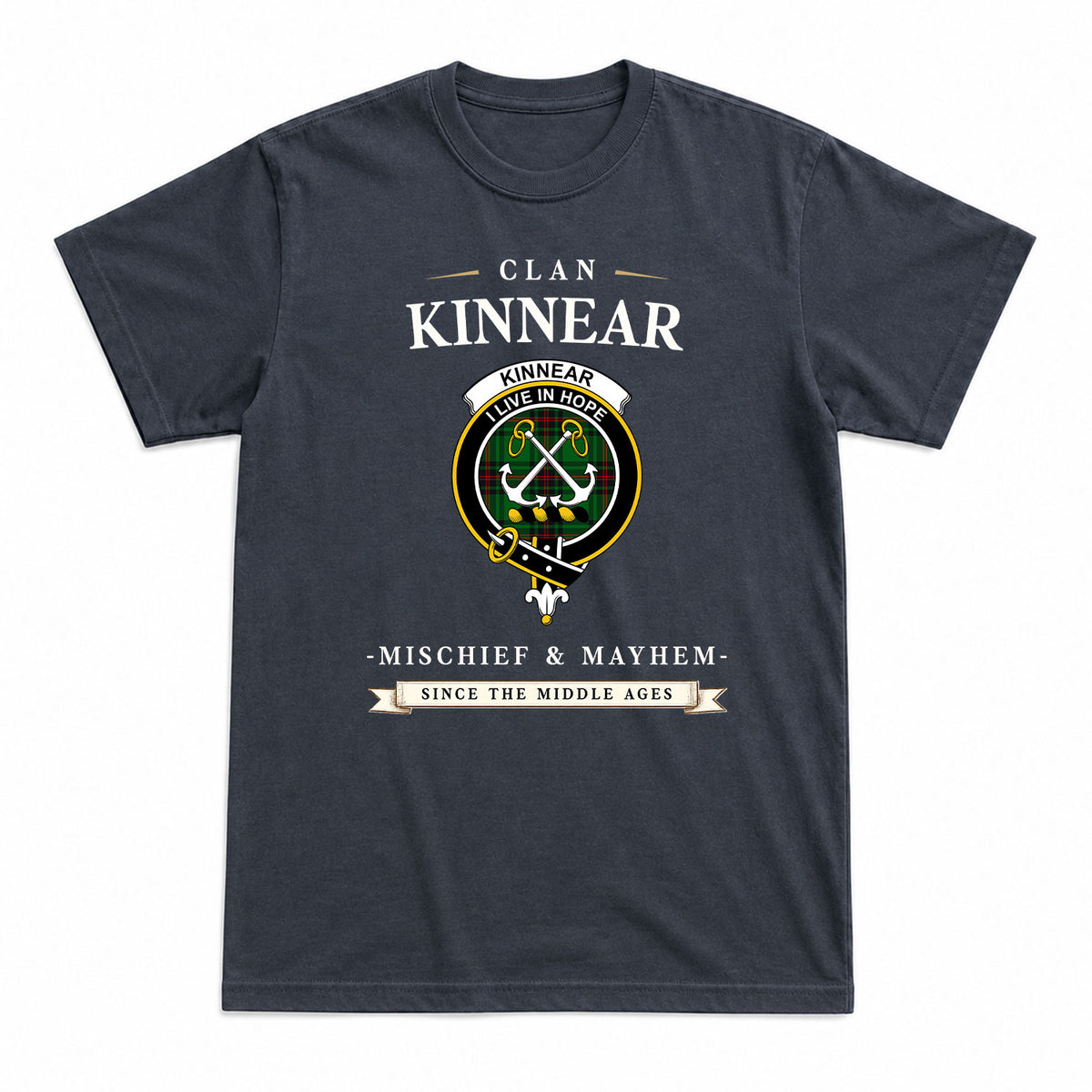 Kinnear Tartan Crest Mischief and Mayhem T-shirt