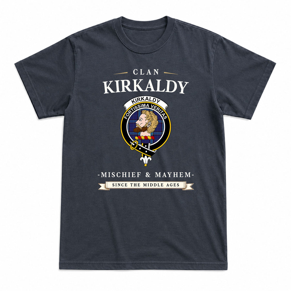 Kirkaldy Tartan Crest Mischief and Mayhem T-shirt