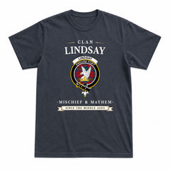 Lindsay Modern Tartan Crest Mischief and Mayhem T-shirt