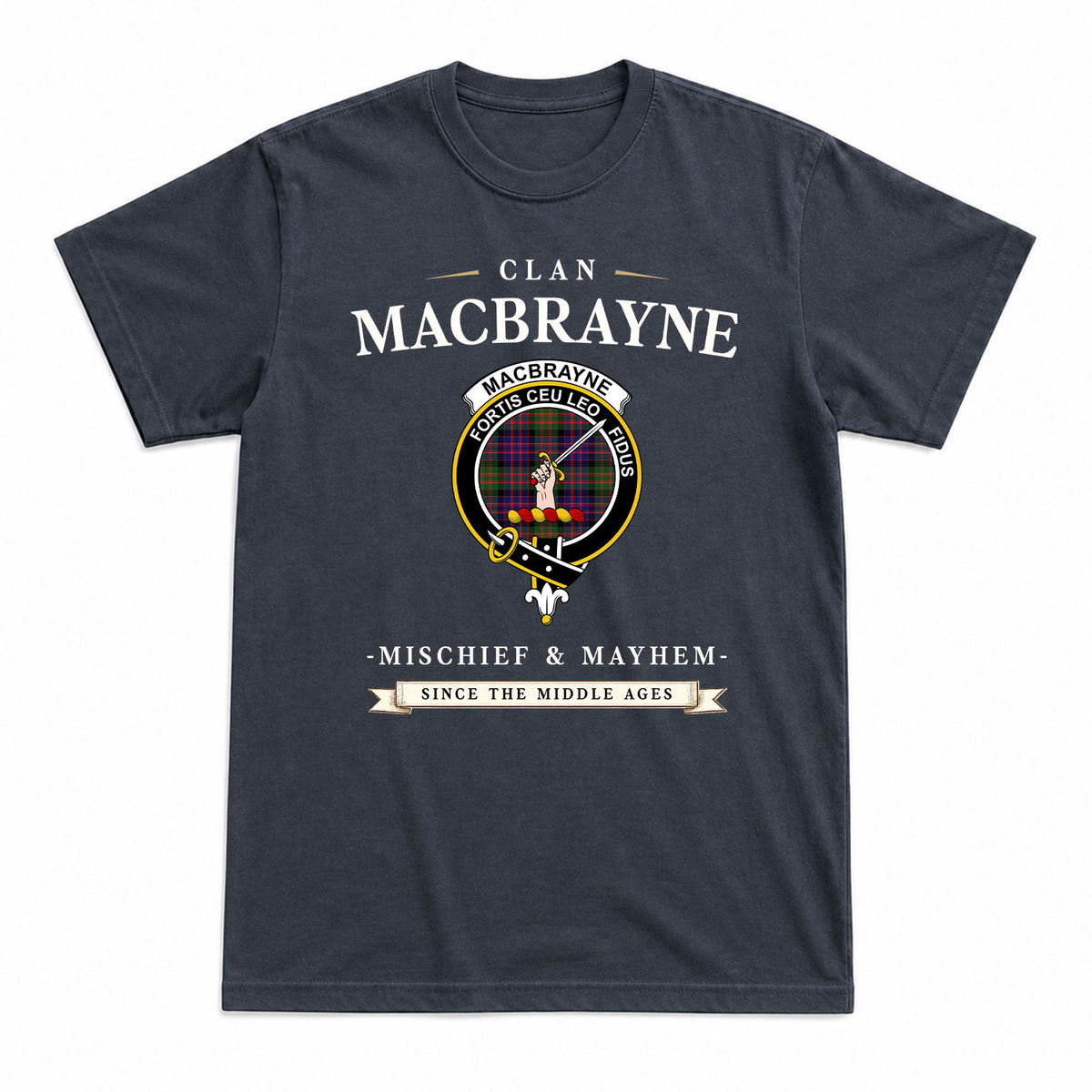 MacBrayne Tartan Crest Mischief and Mayhem T-shirt