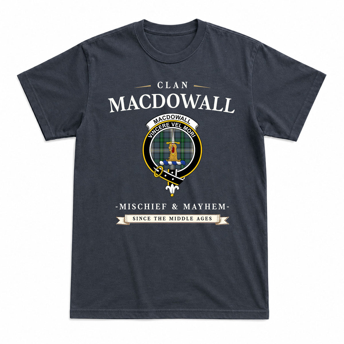 MacDowall Tartan Crest Mischief and Mayhem T-shirt