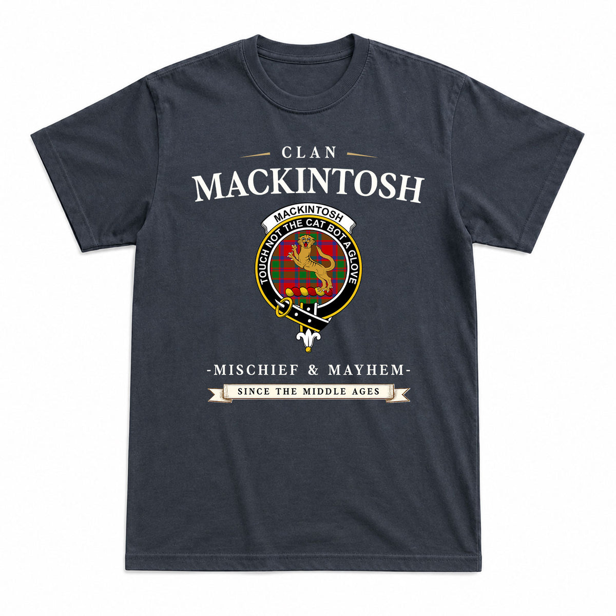 MacKintosh Modern Tartan Crest Mischief and Mayhem T-shirt