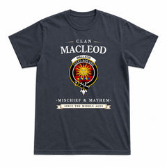 MacLeod of Raasay Tartan Crest Mischief and Mayhem T-shirt